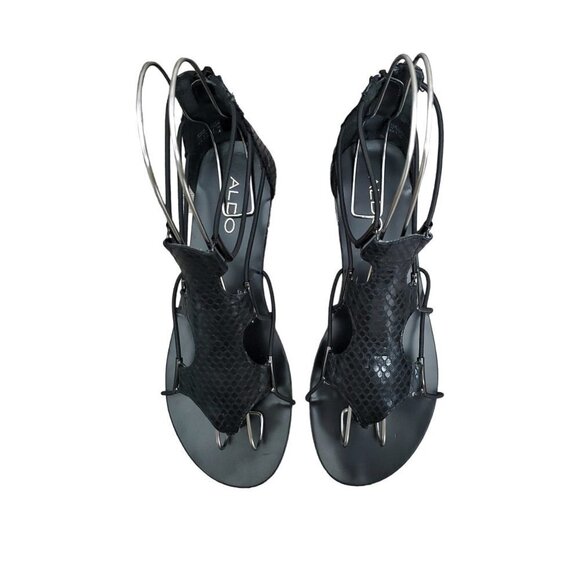 ❤️366 Aldo Zeanna Split Toe Casual Black Gladiator Sandal - Picture 5 of 14